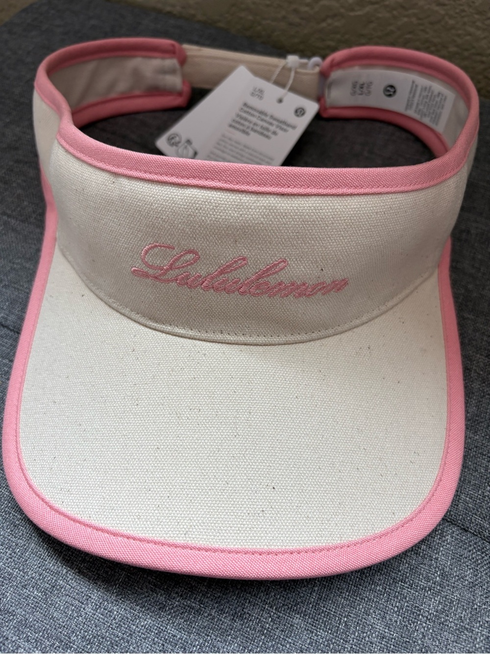 Lululemon athletica Pink-Trim Cream Canvas Visor